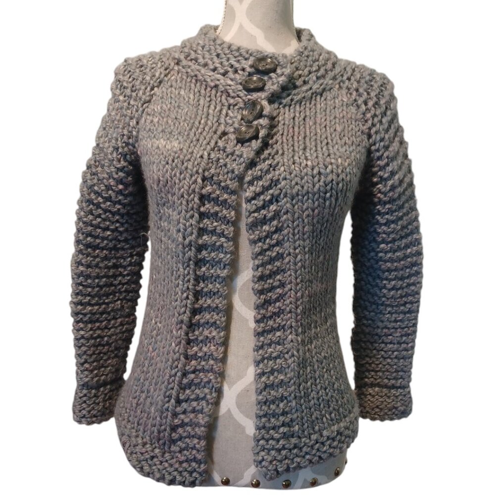 Hand Made Knit  XS Grey/Multi Coloured Sweater 4928